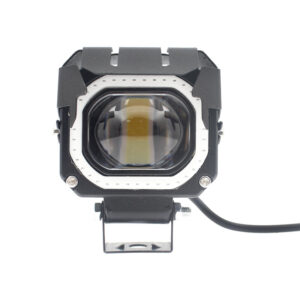 Tek Lensli Halo Halkalı LED Far (12V–60V, Şimşek Modlu, 3 Pin Kablo, Su Geçirmez)