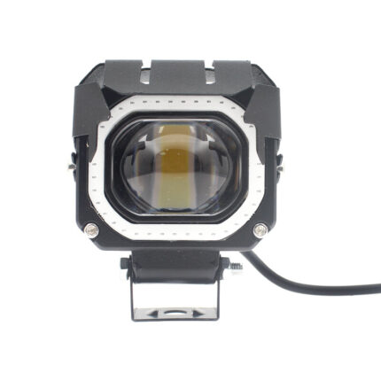 Tek Lensli Halo Halkalı LED Far (12V–60V, Şimşek Modlu, 3 Pin Kablo, Su Geçirmez)