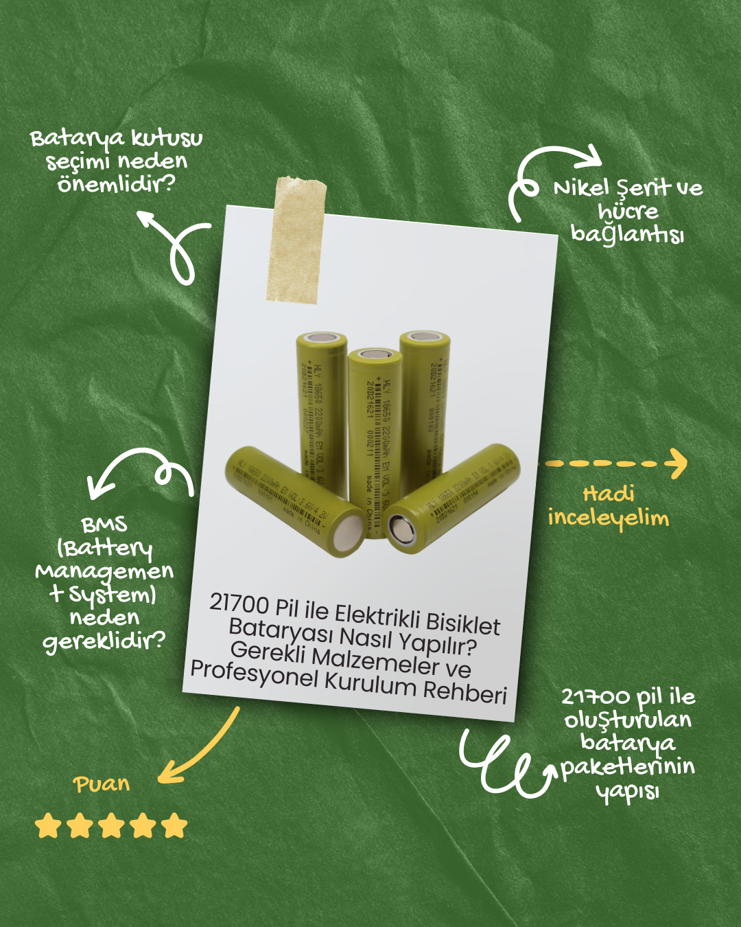 21700 Pil ile Elektrikli Bisiklet Bataryasi Nasil Yapilir Gerekli Malzemeler ve Profesyonel Kurulum Rehberi